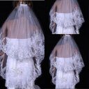 Bridal Sequined Polyester Veil Face Cover Two Layers