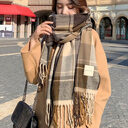 Fashion Plaid Scarf For Women Winter Warm Thickened