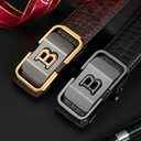 Automatic Buckle Genuine Leather Belt For Middle-aged