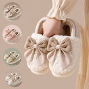 Big Bow-knot Fluffy Slippers Winter Warm Covered Heel