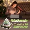 Christmas Tree 3D Three-dimensional Note Book Paper Carving