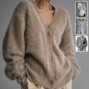 Loose V-neck Button Cardigan Fall Winter Fashion Single