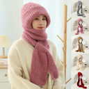 Women's Fleece-lined Scarf And Hat Winter Warm Knitted