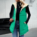 Winter Vest Women Loose Commuting Mid-length Hooded Cotton