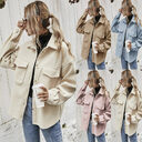 Winter Coat Women Lapel Single-breasted Thickened Solid Color