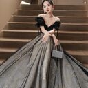 Off-shoulder Evening Dress High Sense Annual Birthday Performance