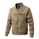 Suede Stand Collar Men's Jacket Double Zipper Pocket
