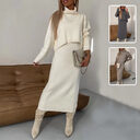 2pcs Sweater Suit Winter Fashion Turtleneck Pullover