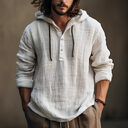 New Wish Cotton Linen Shirt Hooded Sweater Long