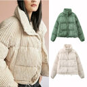 Warm Corduroy Puffer Jacket Coat Short Loose Cotton