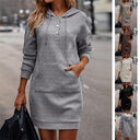 Solid Long Hoodies Sweater With Pocket Mid-length Hooded