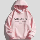 Loose-fitting Hoodie Fleece-lined Solid Color