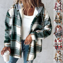 Plaid Hooded Jacket Fashion Casual Button Pocket Coat
