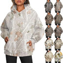 Women's Camouflage Hoodie Maple Leaf Print Oversized Sports