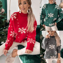 Fall Winter Women's Christmas Sweater Knitted Fluffy Loose