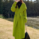 Green Alpaca Wool Sweater Coat Thickened Loose Knitted