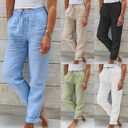 Cotton And Linen Women's High Waist Elastic Solid