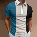 Men's Summer Polo Zipper Color Matching Sports Shirt