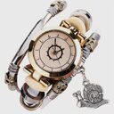 Women's Vintage Bracelet Watch Coiling Leather Snail Pendant