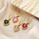 Colorful Rhinestones Heart-shped Necklace Love Gold Clavicle Chain