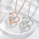 Zircon Double Love Necklace With Rhinestones Ins Personalized