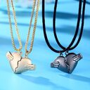 Creative Magnet Love Necklace 2pcs Heart-broken Shape Men