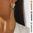 Personalized Leopard Head Earrings With Tassel Rhinestones Trendy