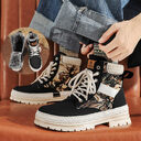 Men's Print Boots Autumn And Winter High-top British