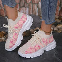 Women's Breathable Canvas Sneakers Mesh Lace Up Flat