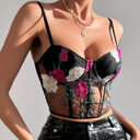 Women's Vest Retro Net Yarn Flowers Embroidered