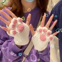 Cat's Paw Gloves Handmade Wool Woven Half Finger