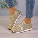 Gold Sliver Sequined Flats New Fashion Casual Round