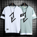 Summer New Fake Two-piece Printed Short-sleeved T-shirt Men