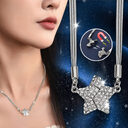 Magnetic Five-pointed Star Necklace With Rhinestones Stainless Steel