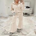 Leisure Sports Suit Long-sleeve Zipper Sweatshirt Wide Leg