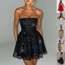 Tube Top Lace Dress With Back Bow-knot Summer