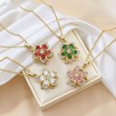 Ins Rhinestones Flowers Necklace Fashion Unique Rotatable Women's