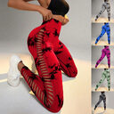Hollow Tie Dye Printed Yoga Pants High Waist
