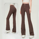 High Waist Zipper Bell-bottom Trousers For Women Slimming