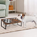Log Pet Feeding Rack Iron Wood Combined