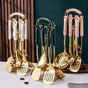 Light Luxury Kitchenware Cooking Seven-piece Ceramic Handle Stainless