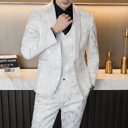 Wedding Embossed Dress Suit Three-piece For Men