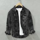 Jacquard Color Matching Casual Denim Long-sleeved Shirt Men's