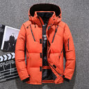 Men's Short Winter Thick White Duck Down Hooded