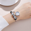 Women Bangle Watch Love Heart Key Pendant Quartz