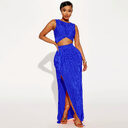 European And American Women's Clothing Slit Dress Two-piece