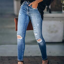 Women's Stretch High Waist Retro Washed Ripped Skinny