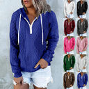 Twist Texture Design Hoodie Drawstring Sweatshirt Fashion Women