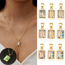 26 Letter Square Necklace Colorful Shell Luminous Pendant