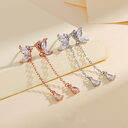 S925 Butterfly Zircon Tassel Earrings Women's Niche Exquisite